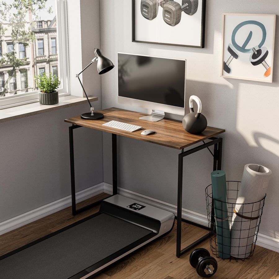 Escritorio plegable de 31,5 pulgadas con tablero de madera para espacios pequeños