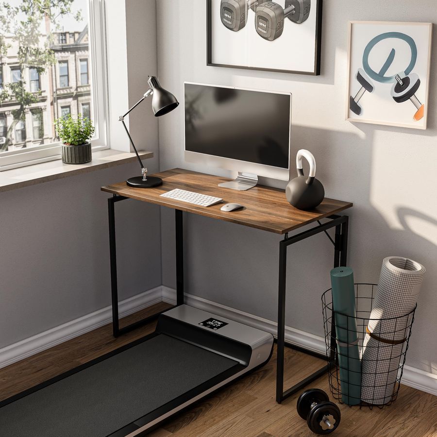 Escritorio plegable de 31,5 pulgadas con tablero de madera para espacios pequeños