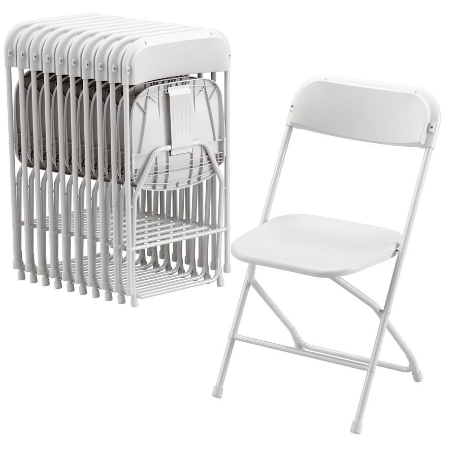 Paquete de 10 sillas plegables de plástico, capacidad de 300 lb, silla comercial portátil con estructura de acero para el hogar, la oficina, la boda, la fiesta en interiores o exteriores