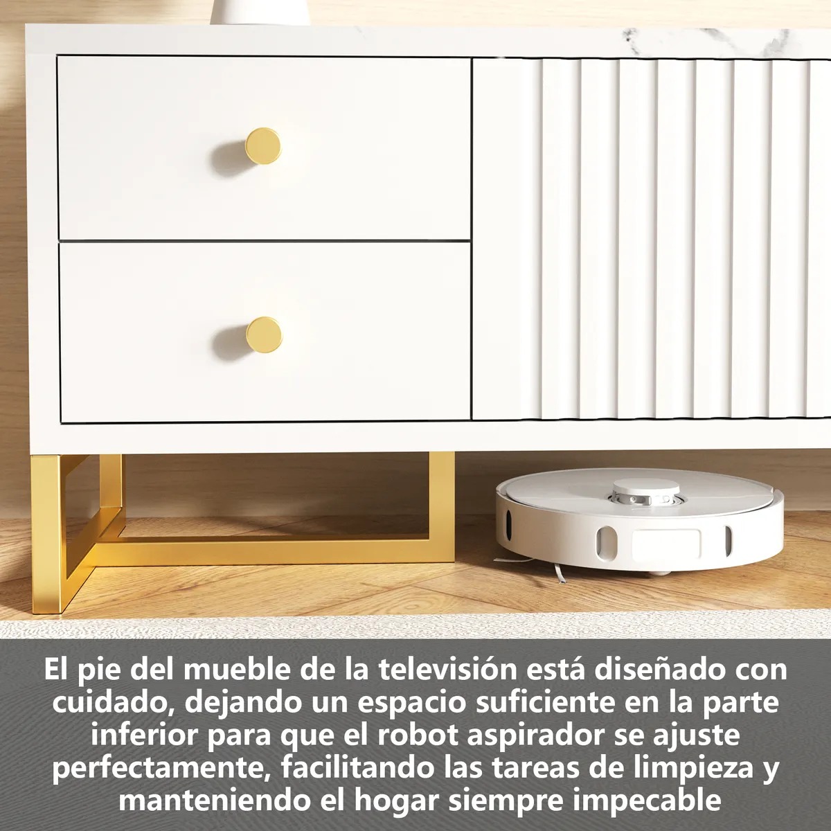 Mueble Para TV 140x30x40cm Con 2 Puertas y 4 Cajones Melamina
