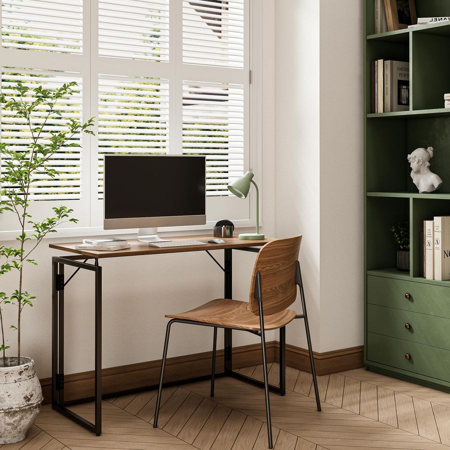 Escritorio plegable de 31,5 pulgadas con tablero de madera para espacios pequeños