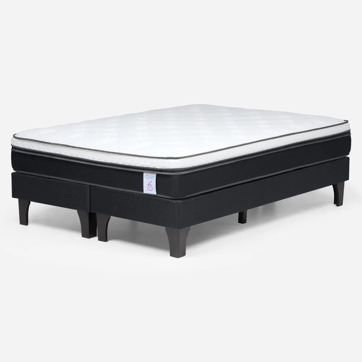 Cama Europea New Style 6 2 Plazas x 2.00 mt Base Dividida + Respaldo + 2 Veladores Rosen