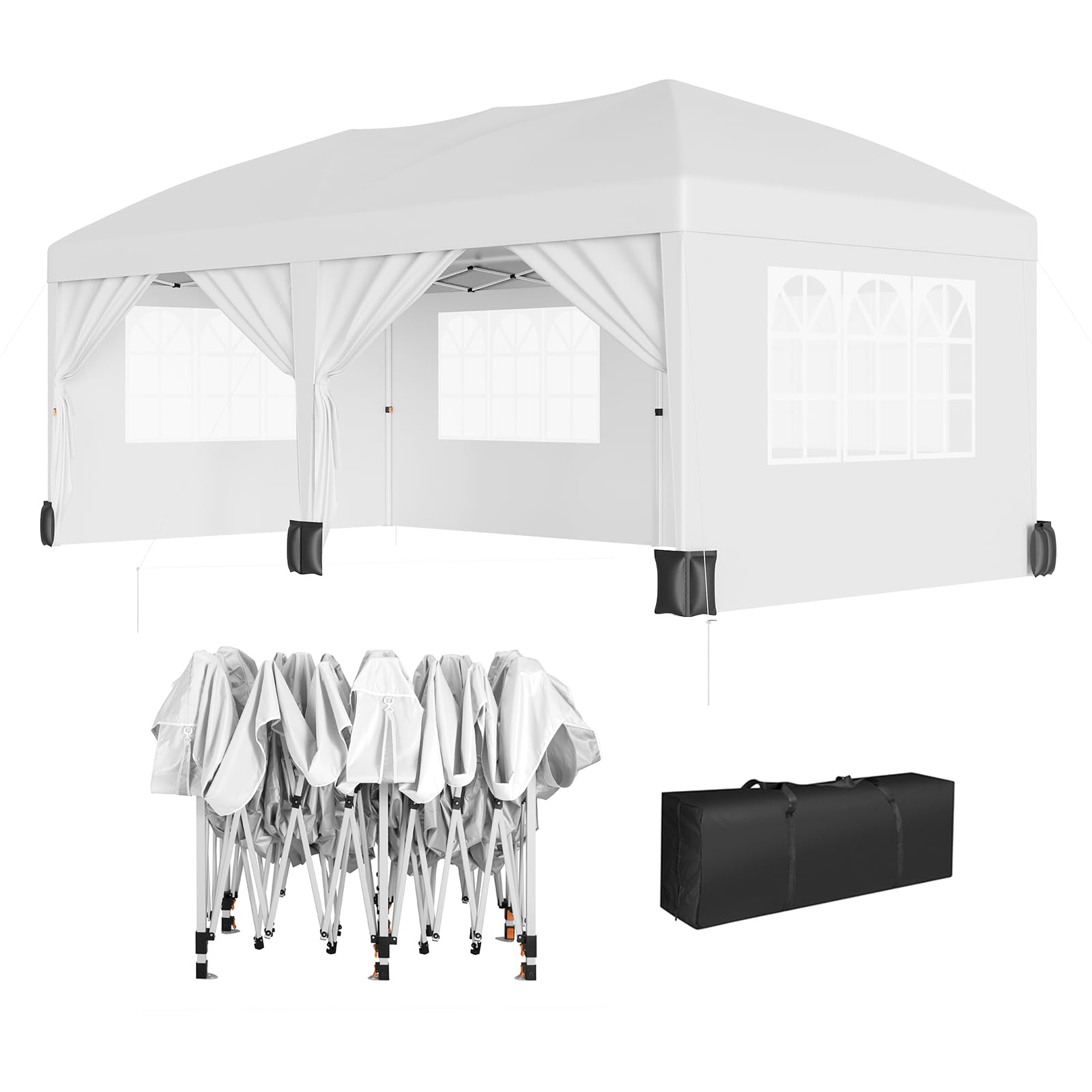 10X20Ft Outdoor Party Tent Gazebo, Waterproof Gazebo Canopy Tent, Heavy Duty Commercial Outdoor Canopy All Season with Storage