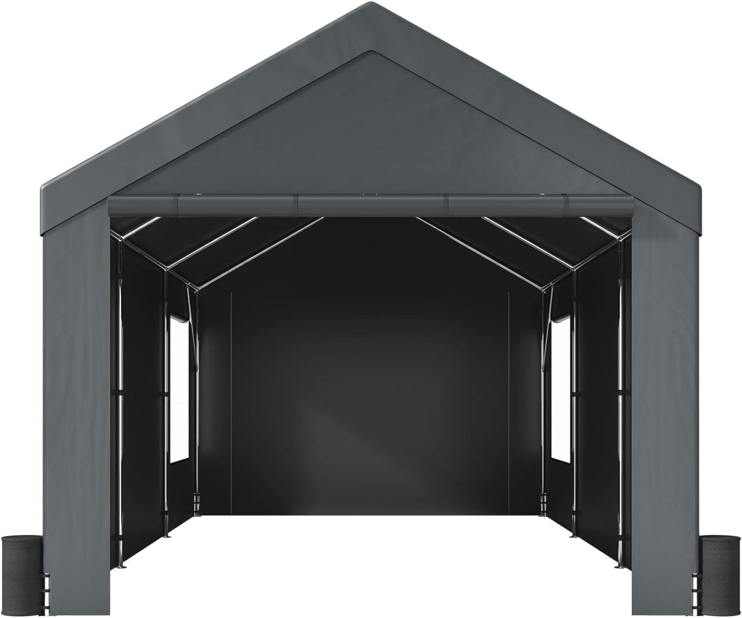 Carport - Toldo de Acero Resistente de 10 x 20 pies, cochera portátil con 4 Bolsas de Arena, Ventanas ventiladas enrollables y Pared Lateral extraíble, Lona para Todas Las Estaciones para