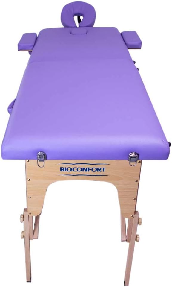 Cama Masaje Camilla 180X60cm Plegable Reclinable Portatil Fisioterapia Faciales Cabecera Portabrazos Tatuaje Tattoo Ligera SPA (Morado)