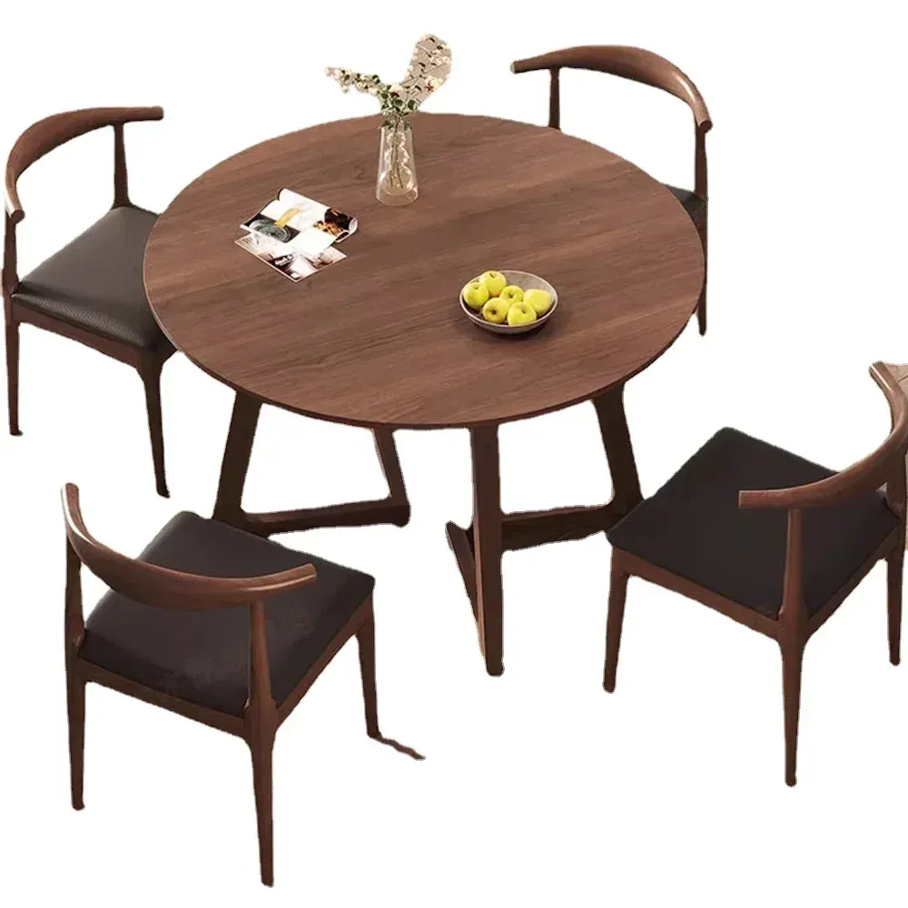 Mesa de comedor moderna, redonda, ahorradora de espacio, juego de 4 sillas, mesa de comedor central, muebles de cocina para restaurante