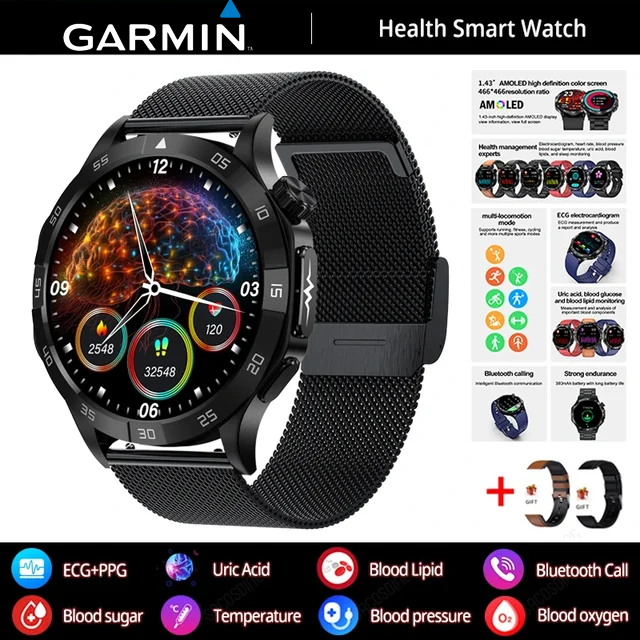 Garmin AI zdravotnícke diagnostické inteligentné hodinky ⌚️ Nová verzia 2025! Podporujú inteligentné meranie EKG + PPG, presne sledujú hladinu cukru, tukov a kyseliny močovej – vaše zdravie v jedných hodinkách 🏃‍♂️