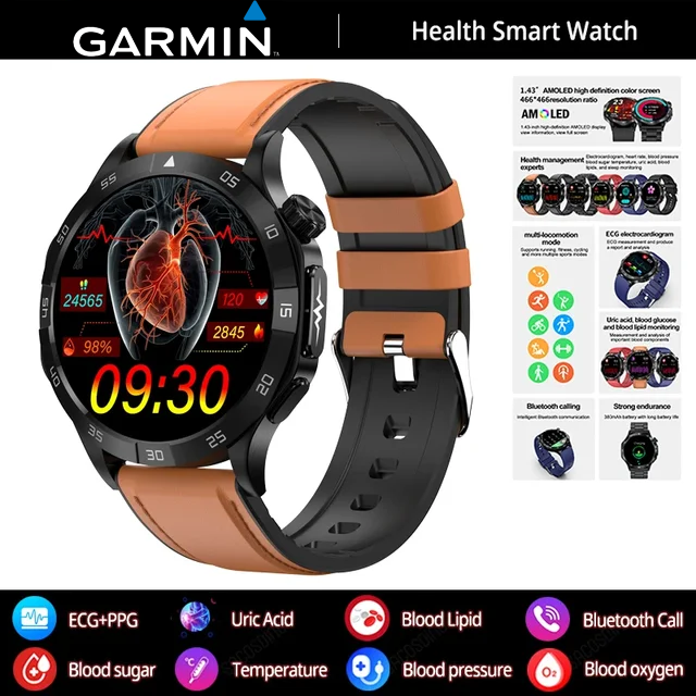Garmin AI zdravotnícke diagnostické inteligentné hodinky ⌚️ Nová verzia 2025! Podporujú inteligentné meranie EKG + PPG, presne sledujú hladinu cukru, tukov a kyseliny močovej – vaše zdravie v jedných hodinkách 🏃‍♂️