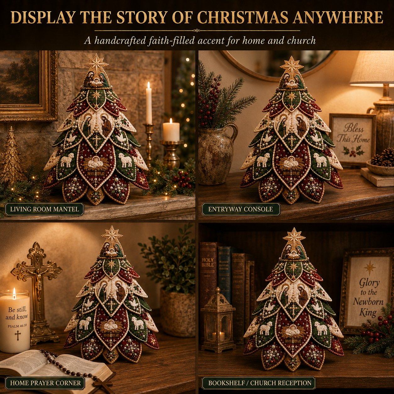 🔥LAST DAY 49% OFF - ✝️Religious-Themed Beaded & Quilted Christmas Tree DIY Kit