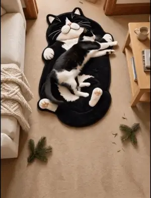 Chubby Tabby Cat Shaped Rug animated view