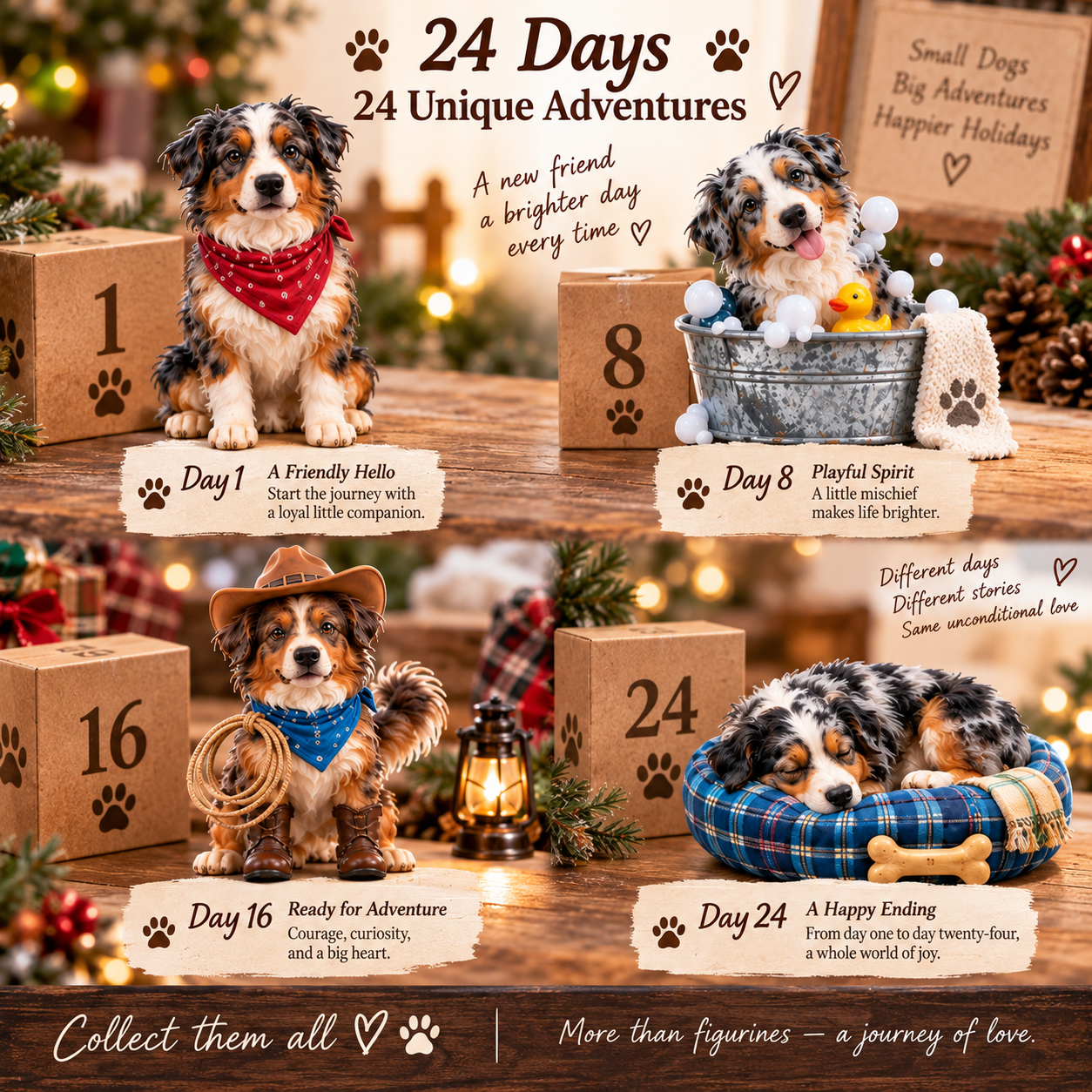 Australian Shepherd themed Christmas advent calendar lifestyle image