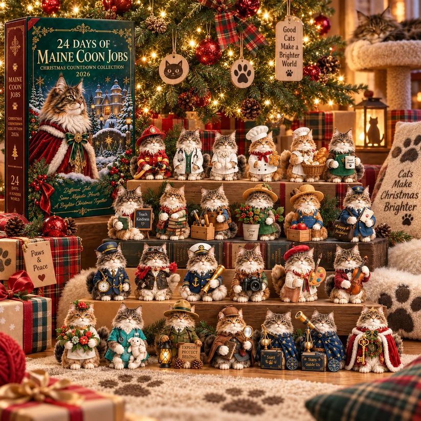 Maine Coon Jobs Advent Calendar 2026 – 24 Days of Unique Collectible Cat Miniatures, Christmas Countdown Gift for Maine Coon & Cat Lovers