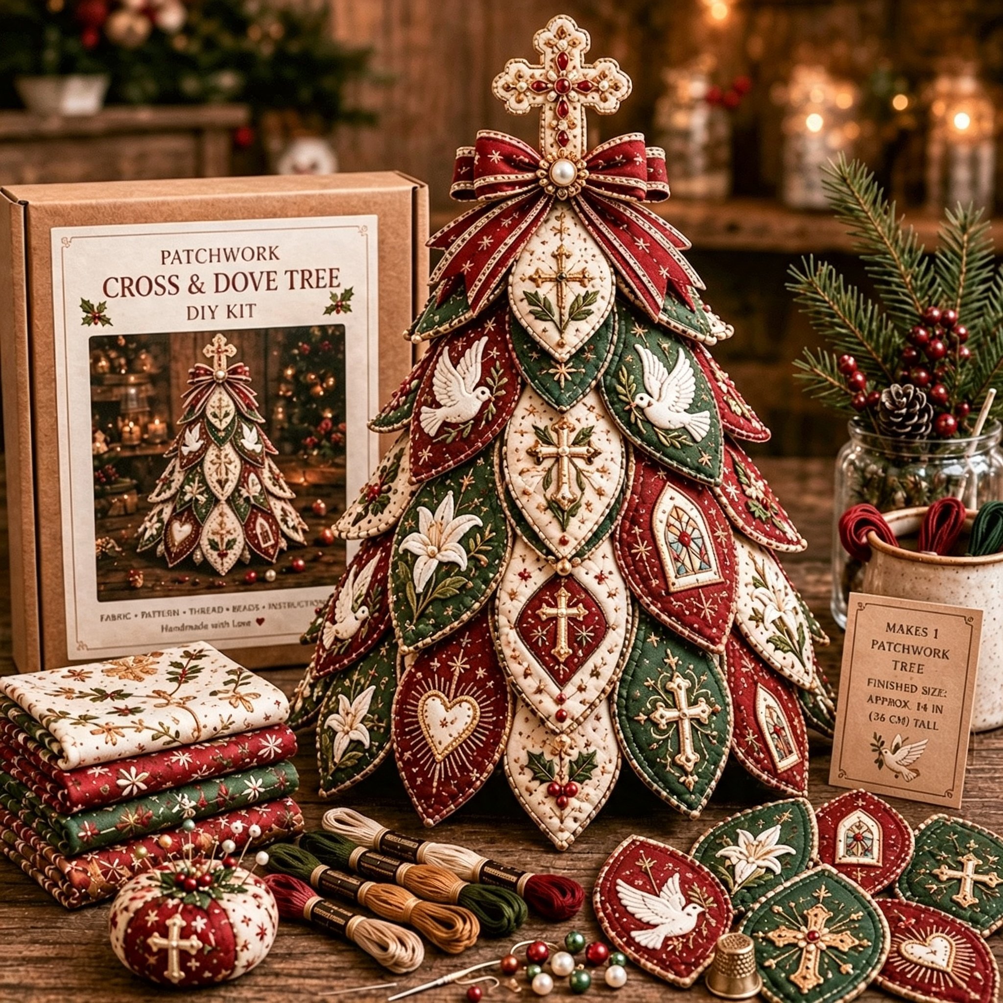 🔥LAST DAY 49% OFF - ✝️Religious-Themed Beaded & Quilted Christmas Tree DIY Kit