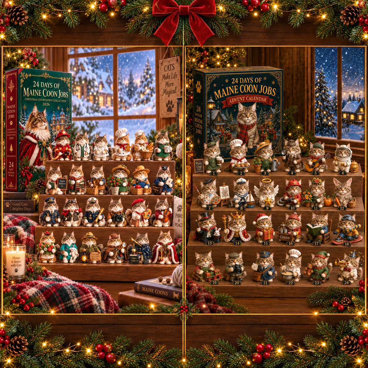 Maine Coon Jobs Advent Calendar 2026 – 24 Days of Unique Collectible Cat Miniatures, Christmas Countdown Gift for Maine Coon & Cat Lovers