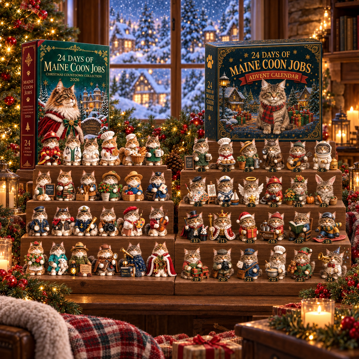 Maine Coon Jobs Advent Calendar 2026 – 24 Days of Unique Collectible Cat Miniatures, Christmas Countdown Gift for Maine Coon & Cat Lovers