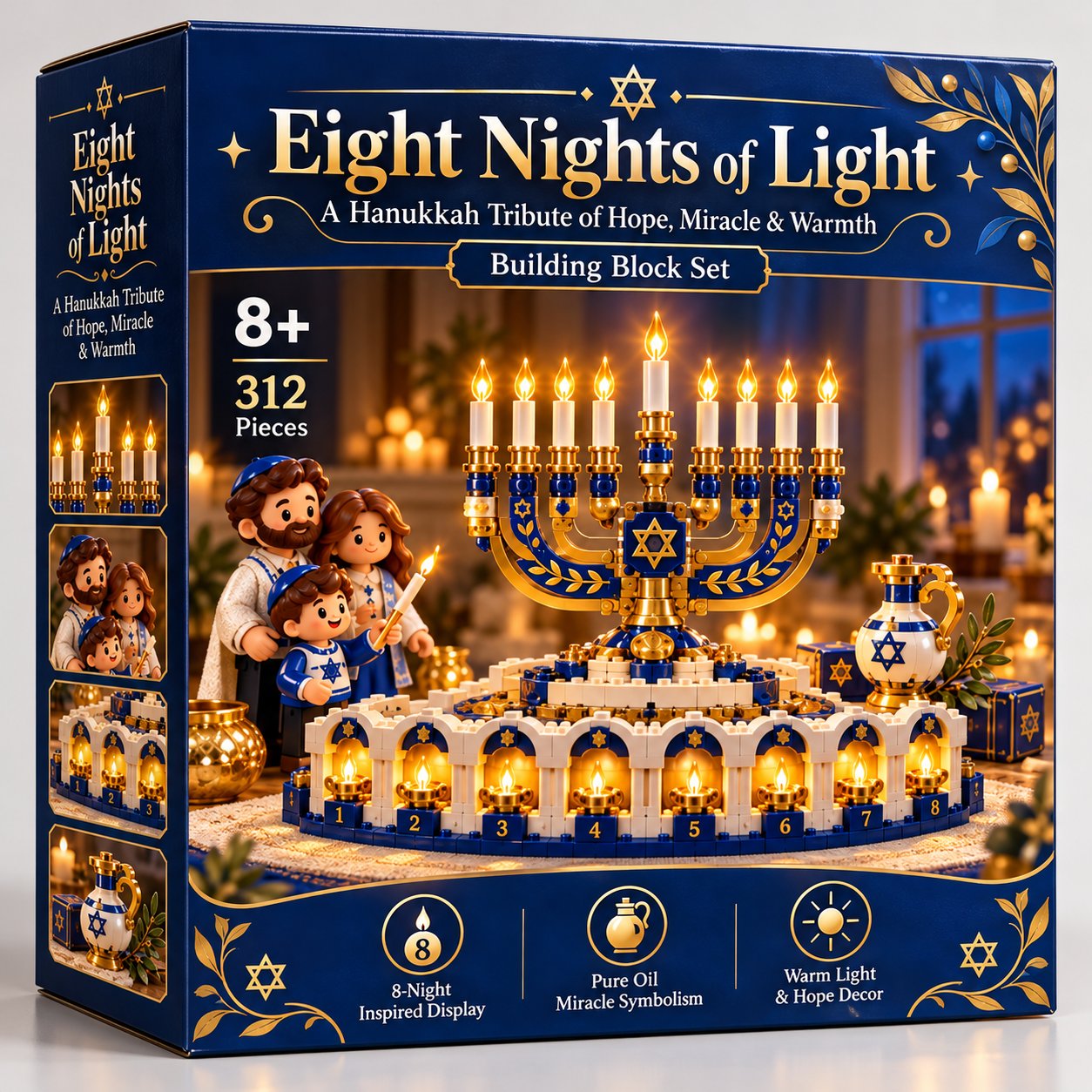 Child participating in Hanukkah building activity