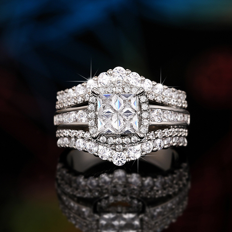 💍 LIMITED-TIME 49% OFF! 💥 Women's Princess Cut Cubic Zirconia Filled Ring – Pave Setting, Multi-Layer Band, Sparkle ✨
