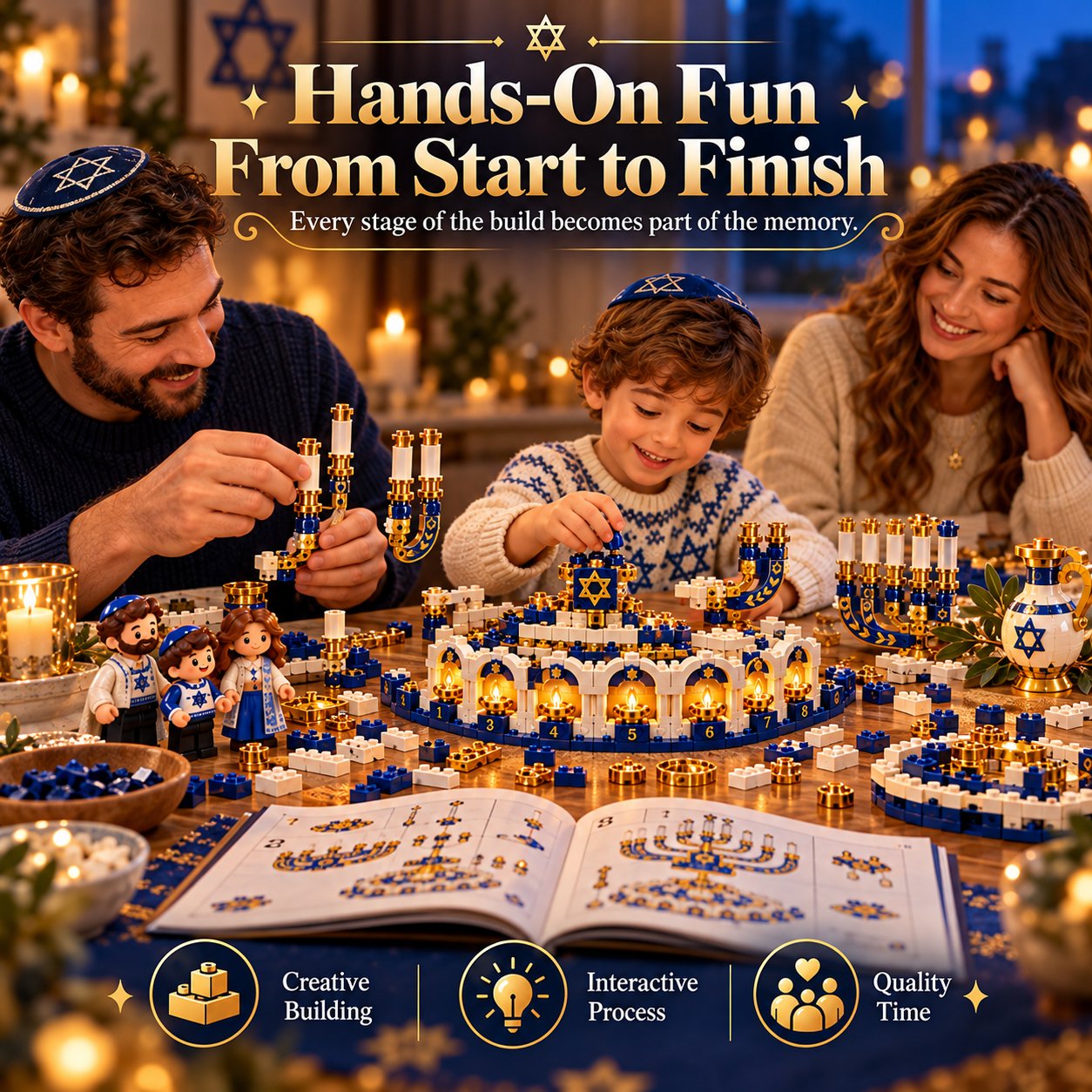 Hanukkah building set assembly process