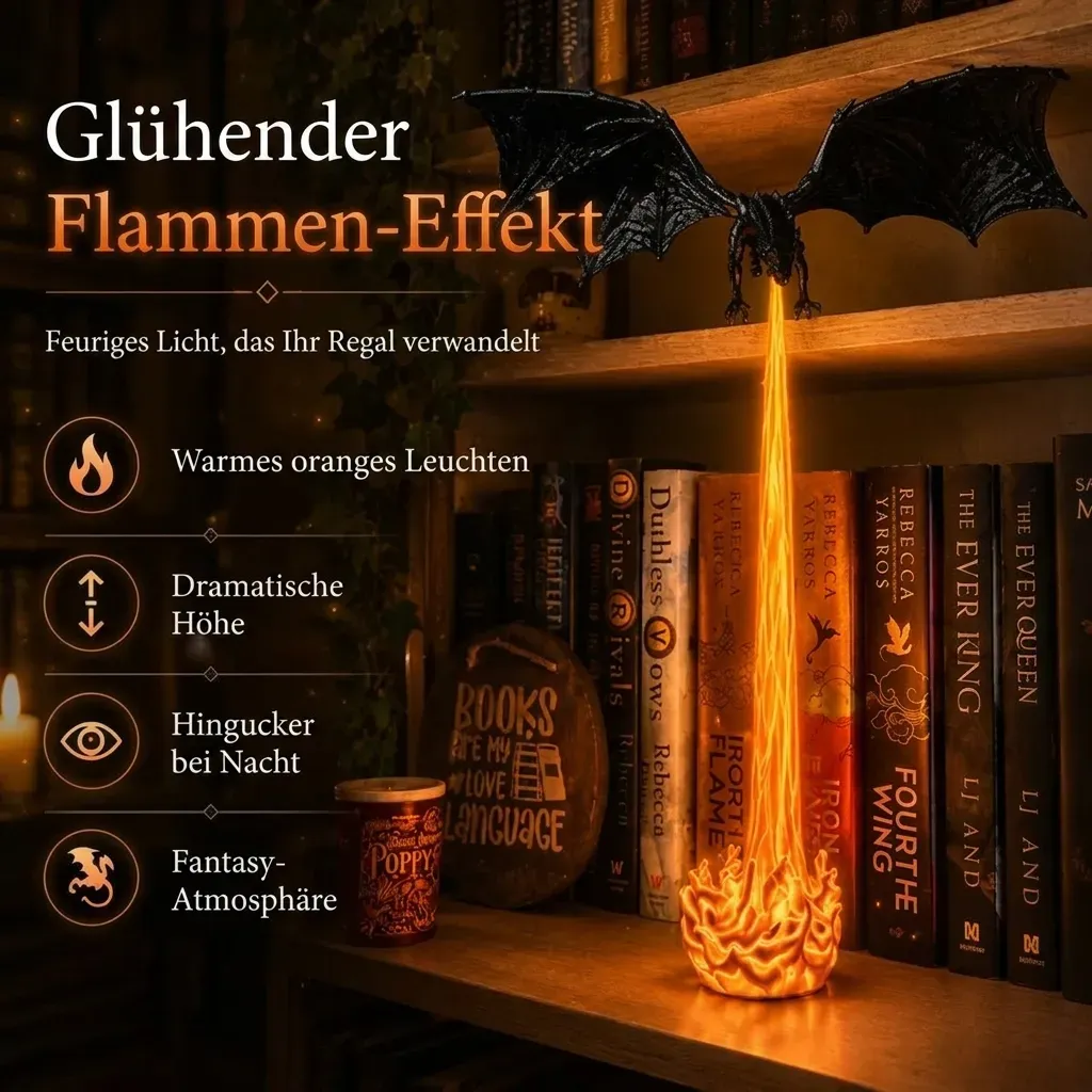 🐉 Fire-Breathing Dragon Bookshelf Lamp 🔥 Turn Your Bookshelf Into A Fantasy World ✨