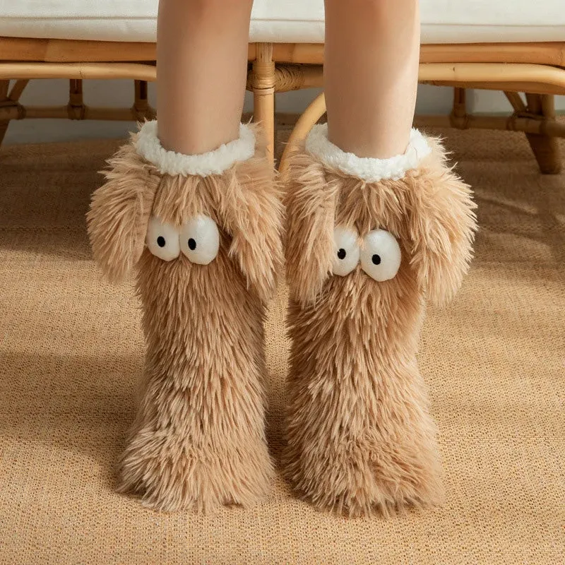 💗HOT SALE 50% OFF💕Women's Plush Slippers Socks Floor Socks Winter Home Indoor Thickened Fleece-Lined Anti-Slip Adult Women's Plush Snow Socks Shoe Covers