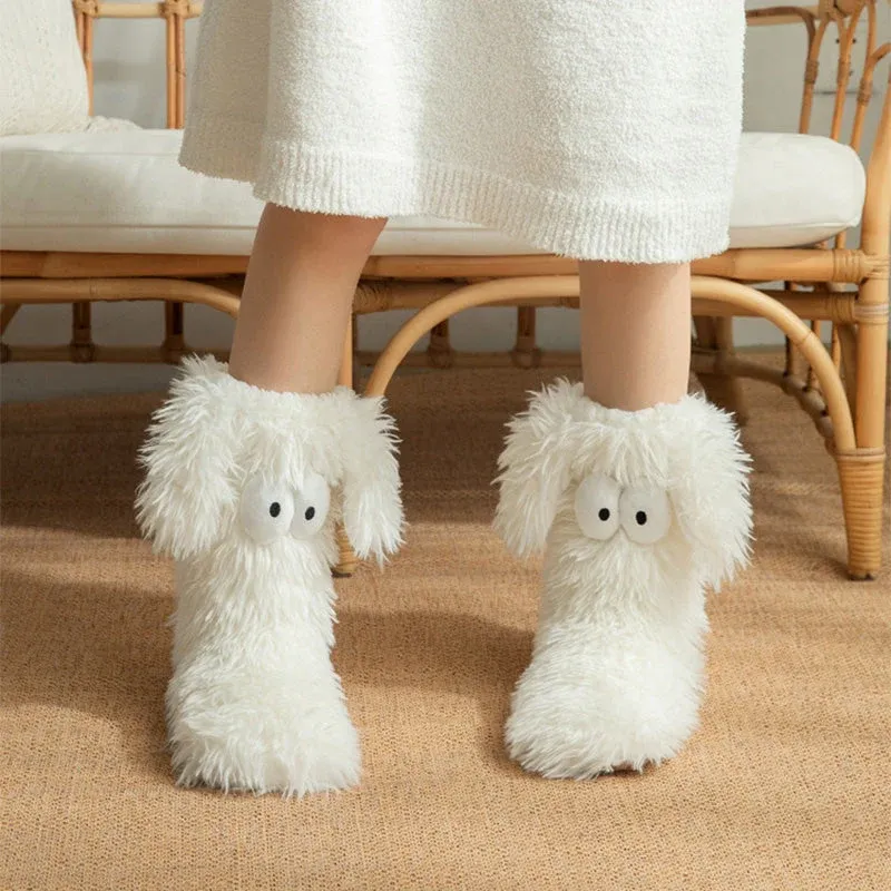 💗HOT SALE 50% OFF💕Women's Plush Slippers Socks Floor Socks Winter Home Indoor Thickened Fleece-Lined Anti-Slip Adult Women's Plush Snow Socks Shoe Covers