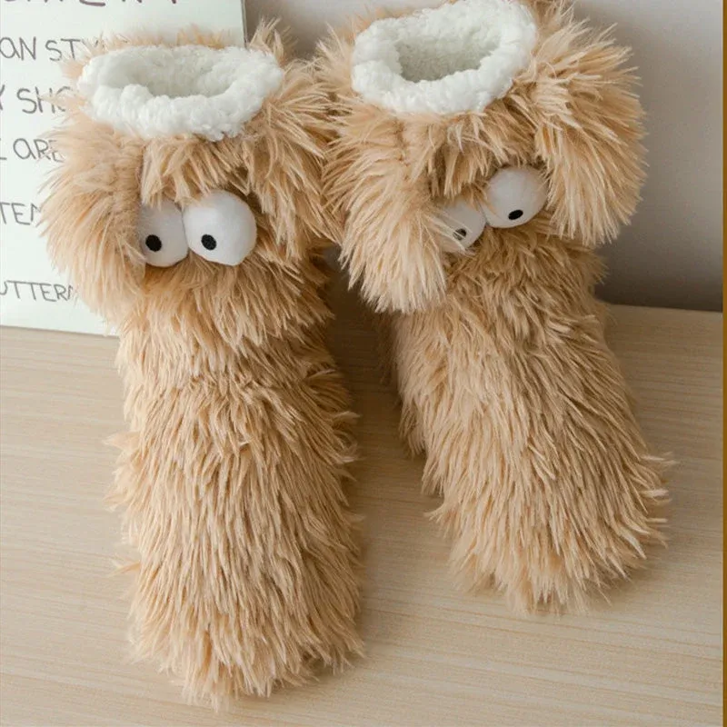 💗HOT SALE 50% OFF💕Women's Plush Slippers Socks Floor Socks Winter Home Indoor Thickened Fleece-Lined Anti-Slip Adult Women's Plush Snow Socks Shoe Covers