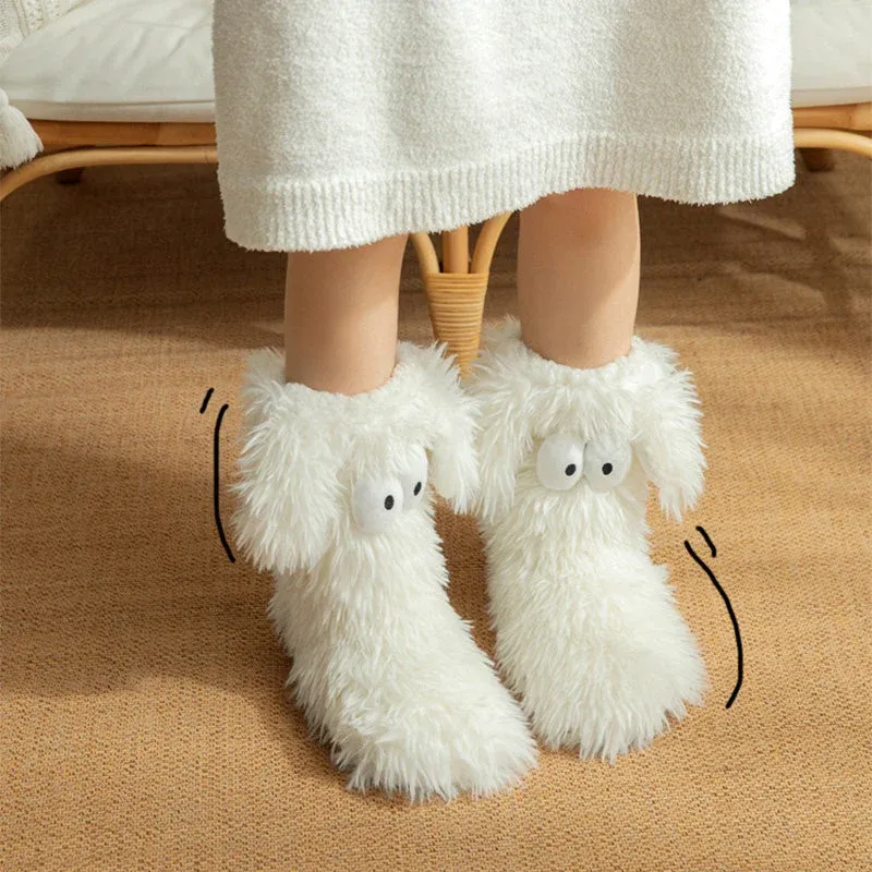 💗HOT SALE 50% OFF💕Women's Plush Slippers Socks Floor Socks Winter Home Indoor Thickened Fleece-Lined Anti-Slip Adult Women's Plush Snow Socks Shoe Covers