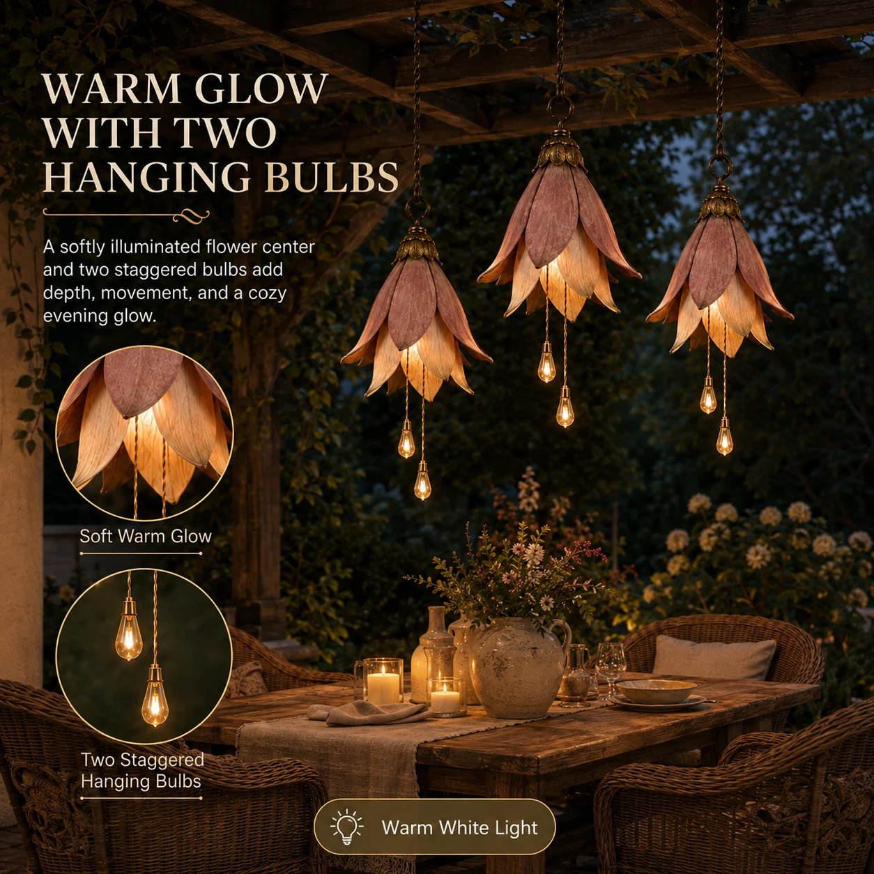🌸🏠 Vintage Flower Hanging Lantern – Cozy Warm Glow for Porch, Patio & Garden