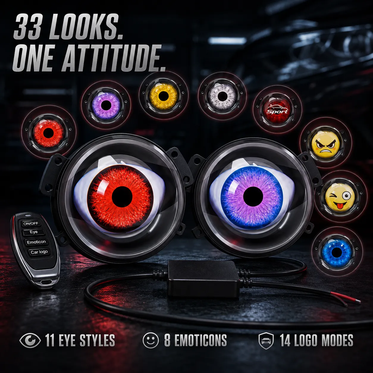 👀🔥 Limited Time 50% OFF😈ED Headlights with Animated Evil Eyes