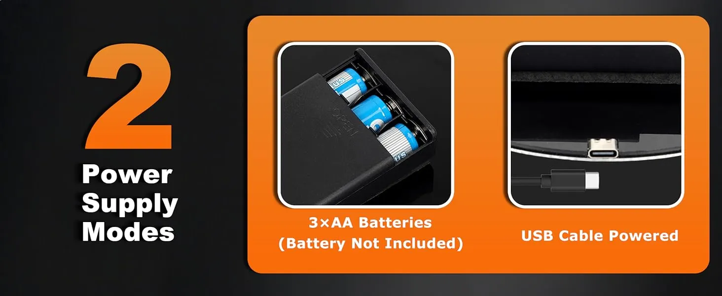 glohand for car with 2 power supply modes type-c charging and AA batteries