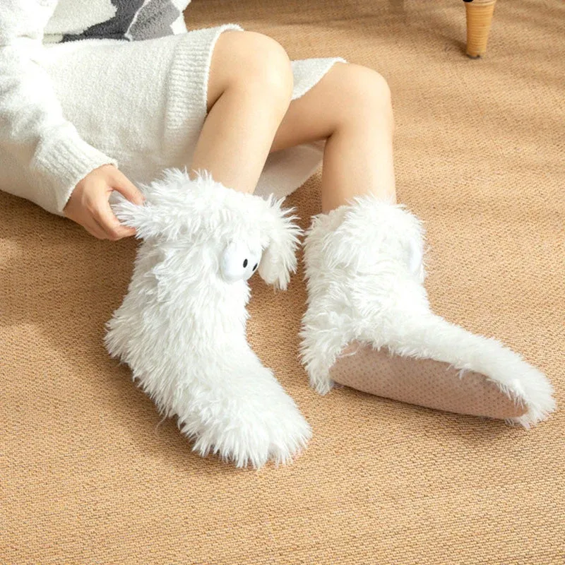 💗HOT SALE 50% OFF💕Women's Plush Slippers Socks Floor Socks Winter Home Indoor Thickened Fleece-Lined Anti-Slip Adult Women's Plush Snow Socks Shoe Covers