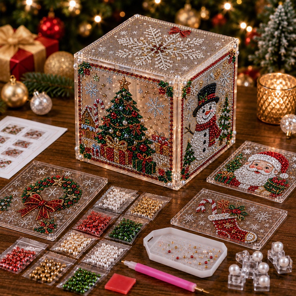 🔥LAST DAY 50% OFF - 🔔3D Christmas Diamond Painting Gift Box DIY Kit