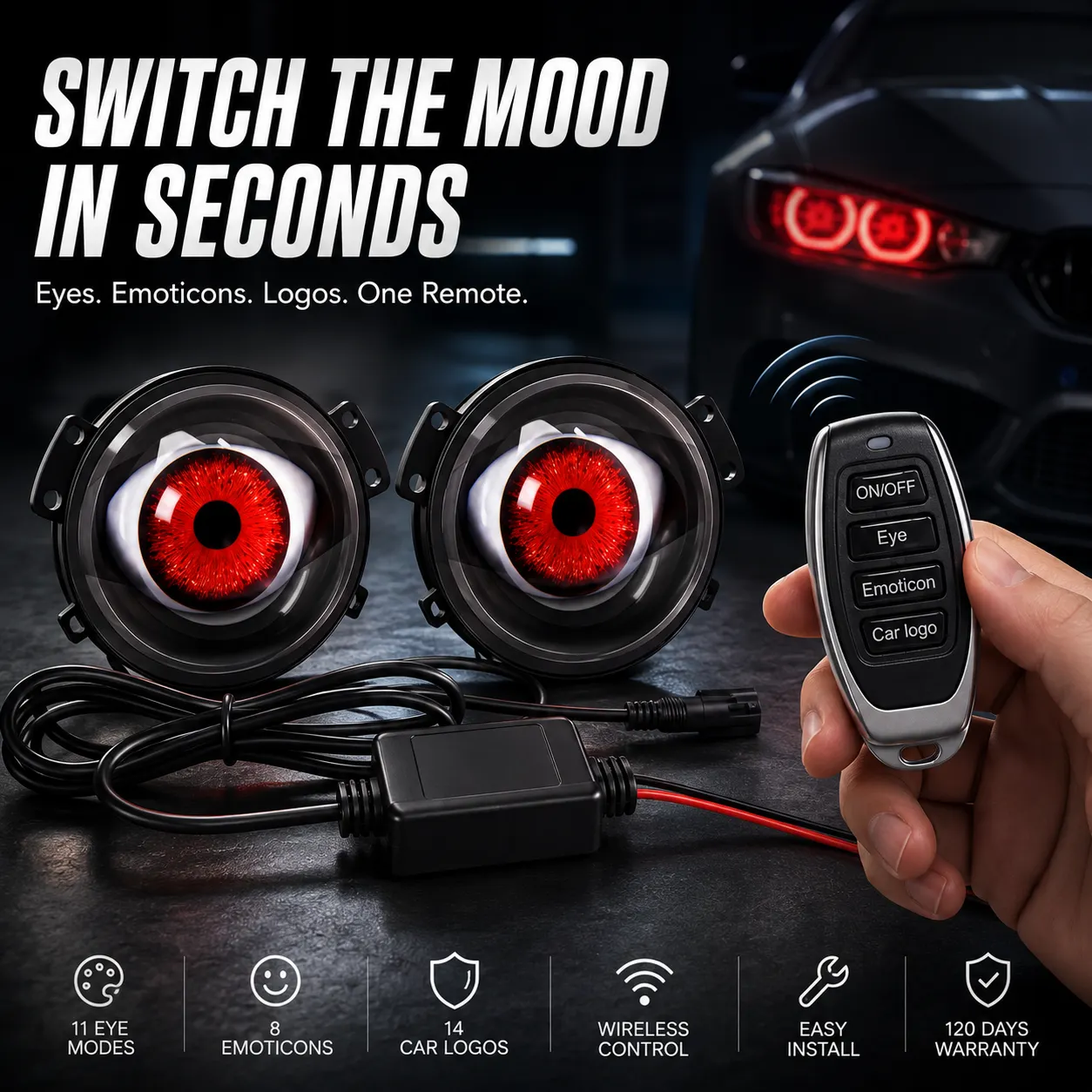 👀🔥 Limited Time 50% OFF😈ED Headlights with Animated Evil Eyes