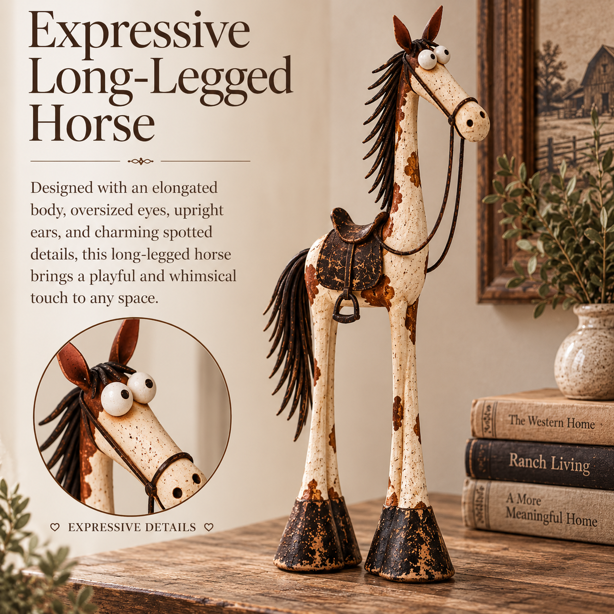 Cowboy and horse duo rustic ranch home decoration