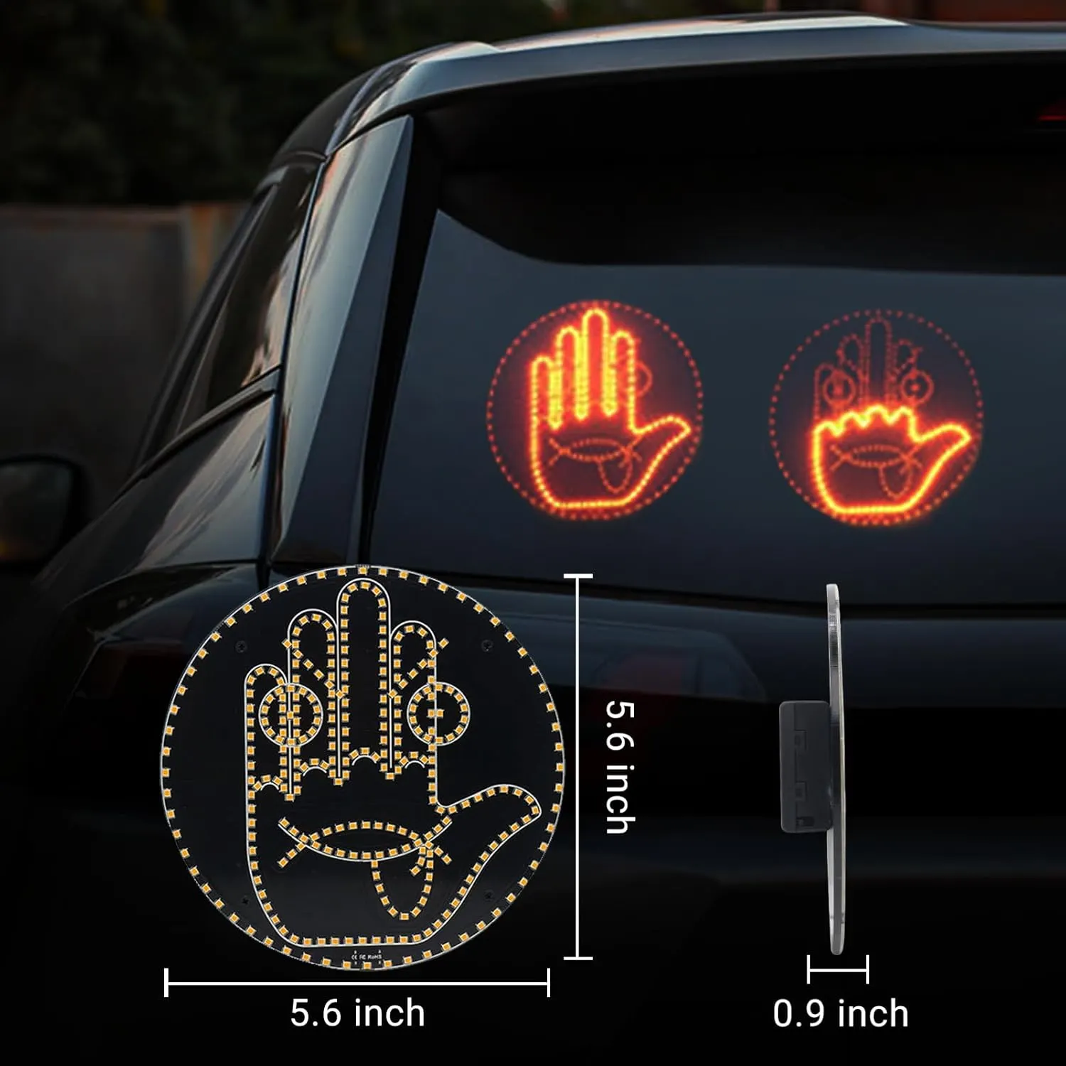 🤟🔥Car Finger Light with Remote, Hand Gesture Amber LED Light - 14 Modes for Road Rage Warning Signs Ideal Car Accessory