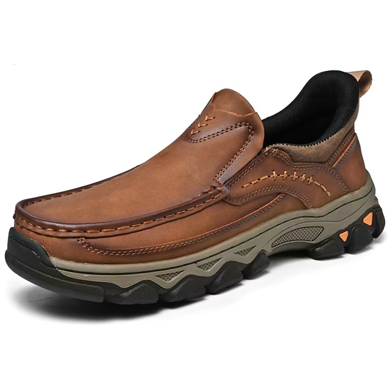 TREADVALE® Men’s Vintage Leather Casual Loafers Non-Slip Rugged Light Hiking Work Shoes