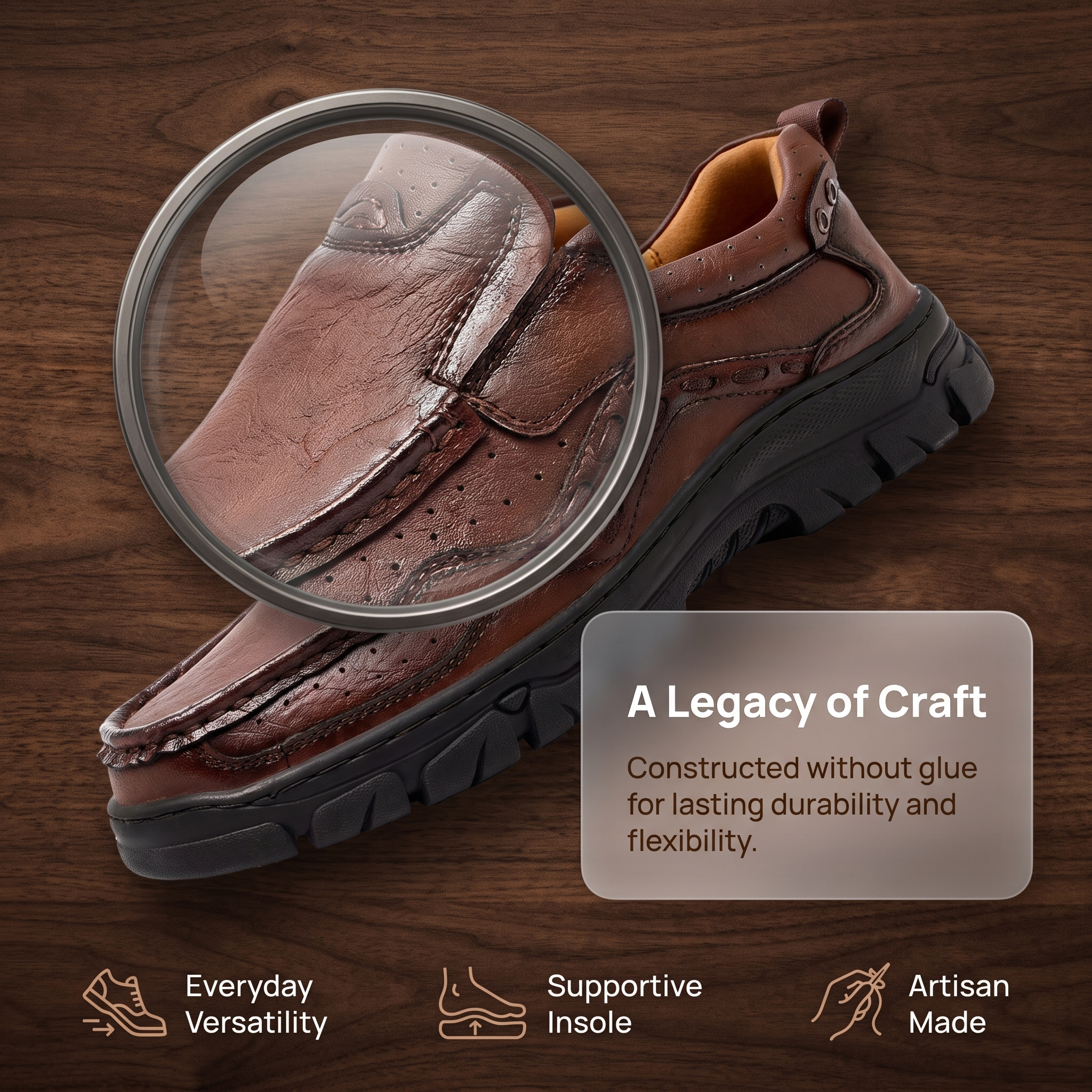 TREADVALE®Men's Hand Stitched Outdoor Casual Leather Shoes