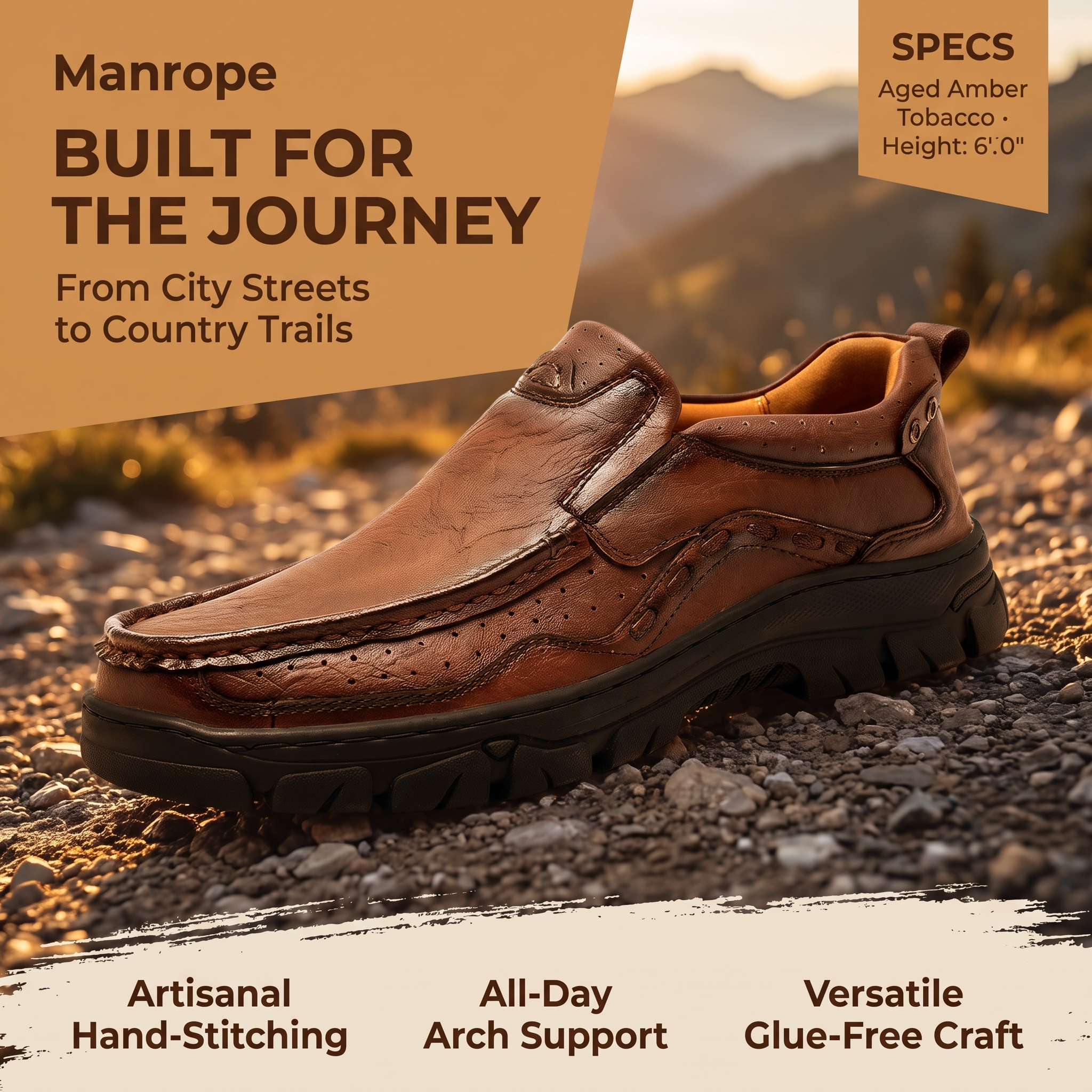TREADVALE®Men's Hand Stitched Outdoor Casual Leather Shoes