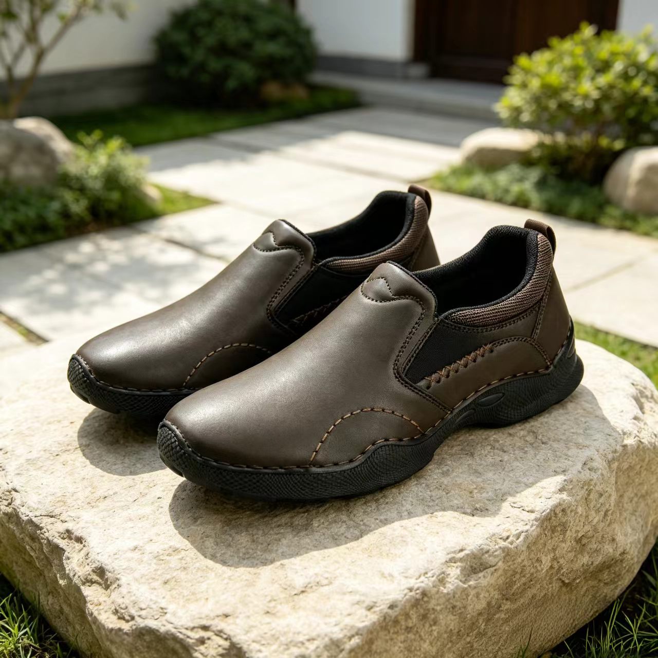 TREADVALE®Men's Vintage Slip‑On Casual Shoes Cushioned Thick Sole