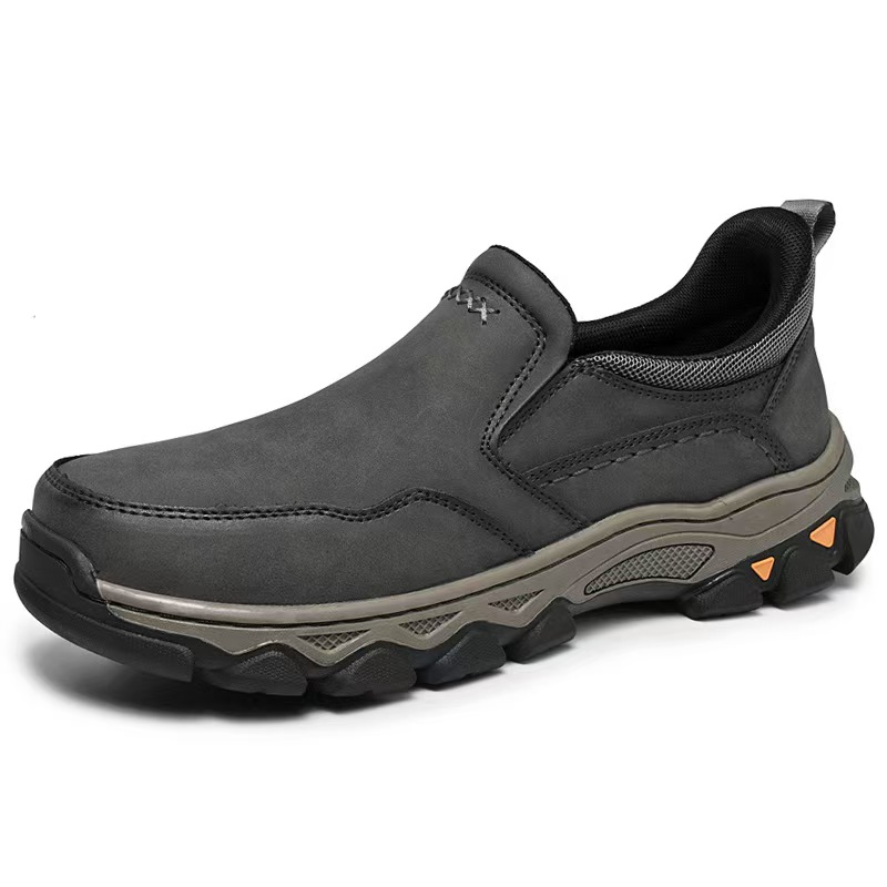 TREADVALE® Men’s Slip‑On Leather Outdoor Walking Shoes