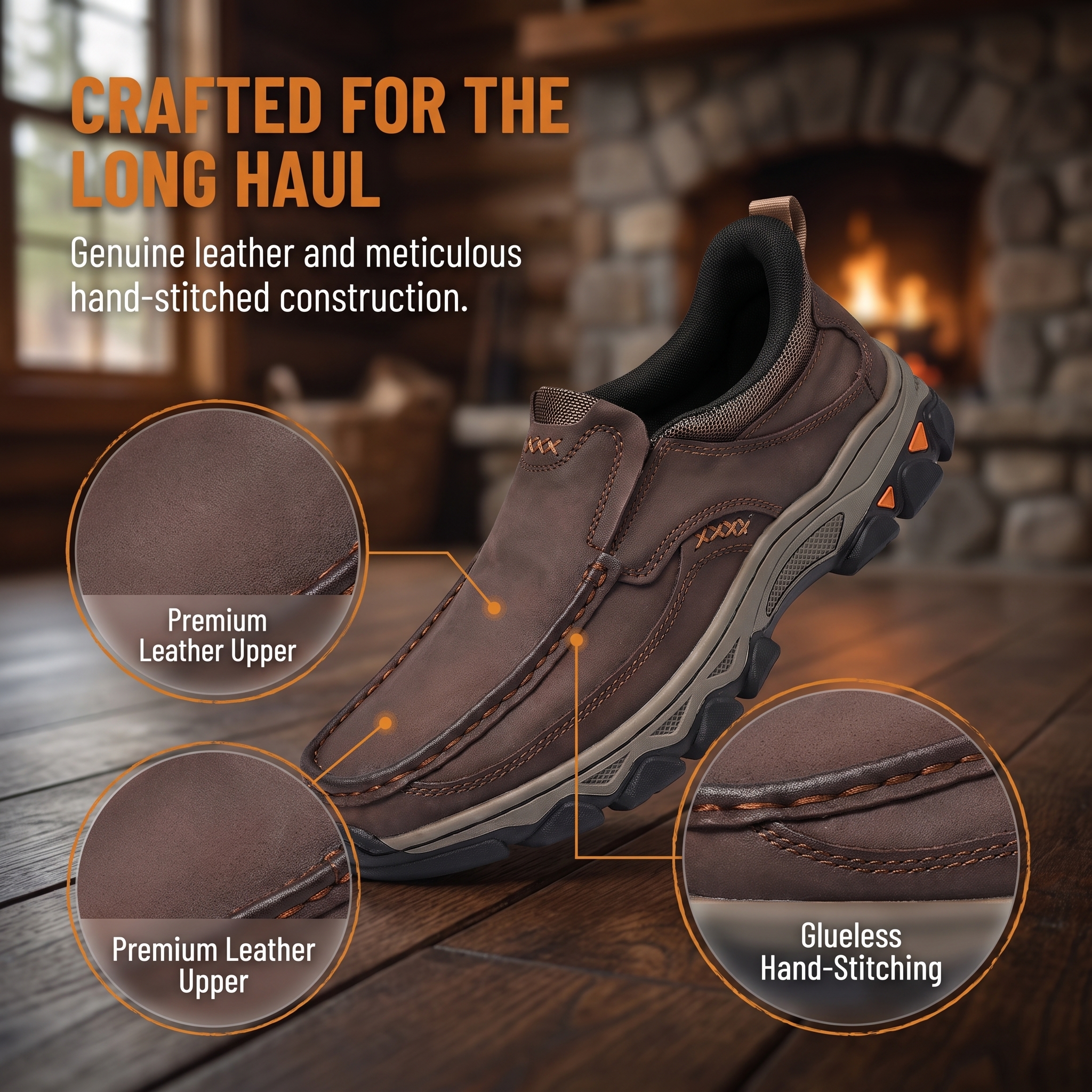 TREADVALE®Men's Orthopedic Genuine Leather Walking shoes 