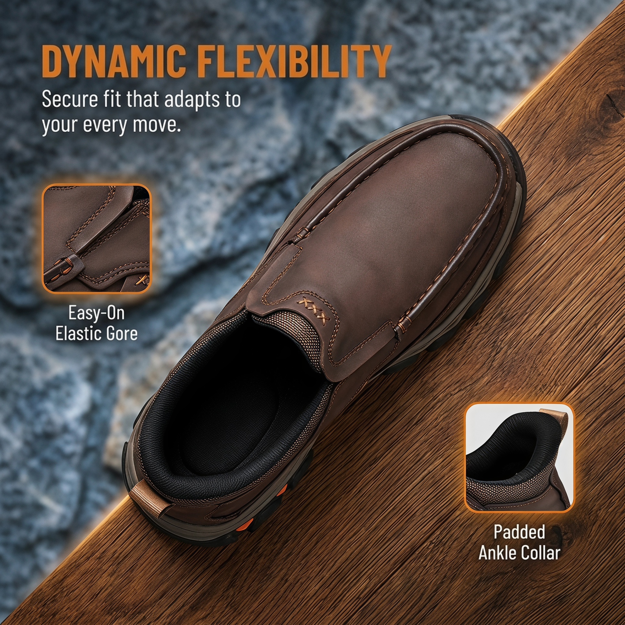 TREADVALE®Men's Orthopedic Genuine Leather Walking shoes 