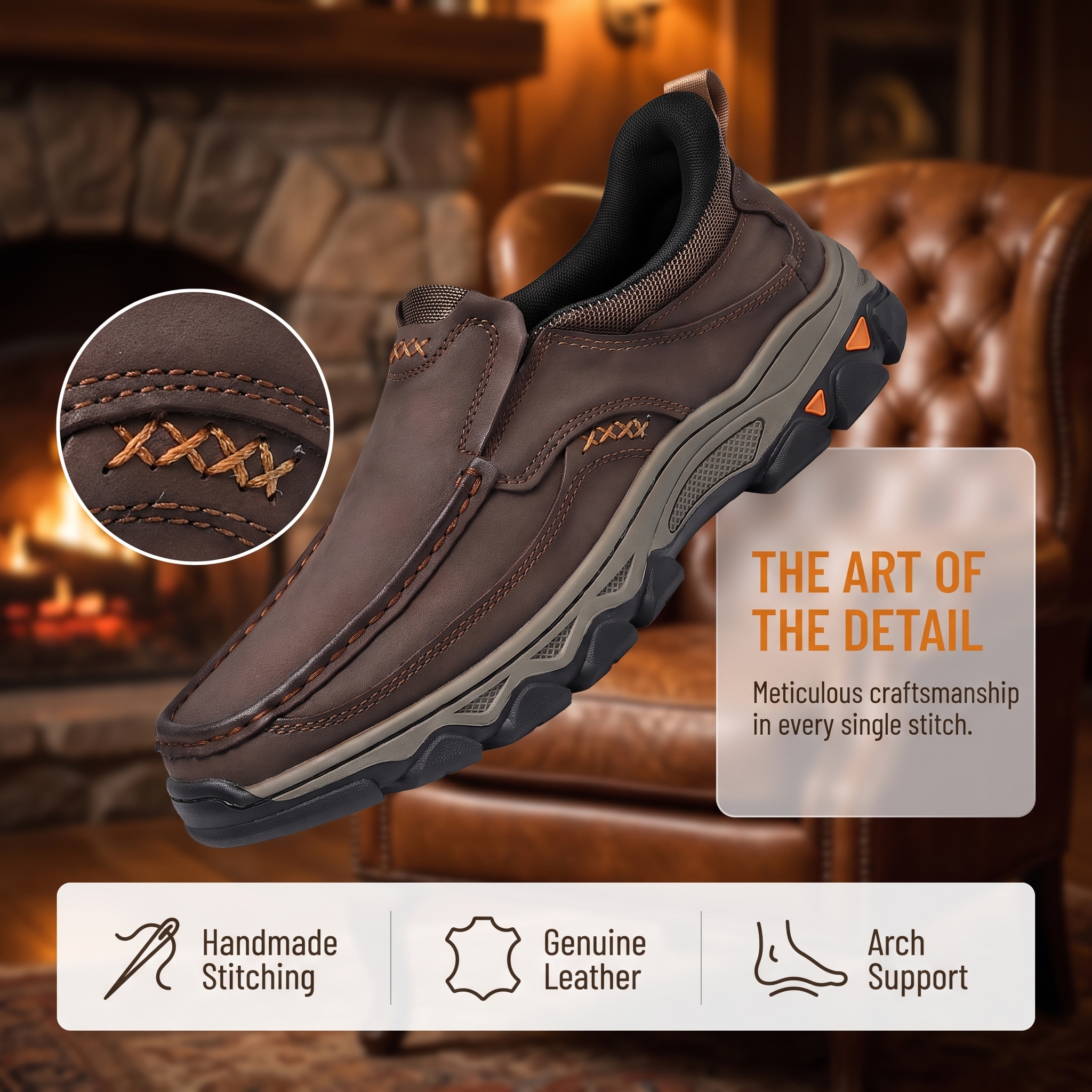 TREADVALE®Men's Orthopedic Genuine Leather Walking shoes 