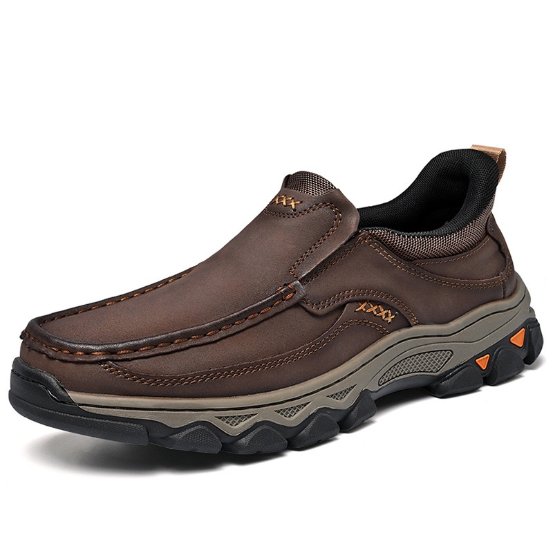 Mens Handcrafted Genuine Leather Orthopedic Outdoor Loafers -Arch Support & Wide Toe Box