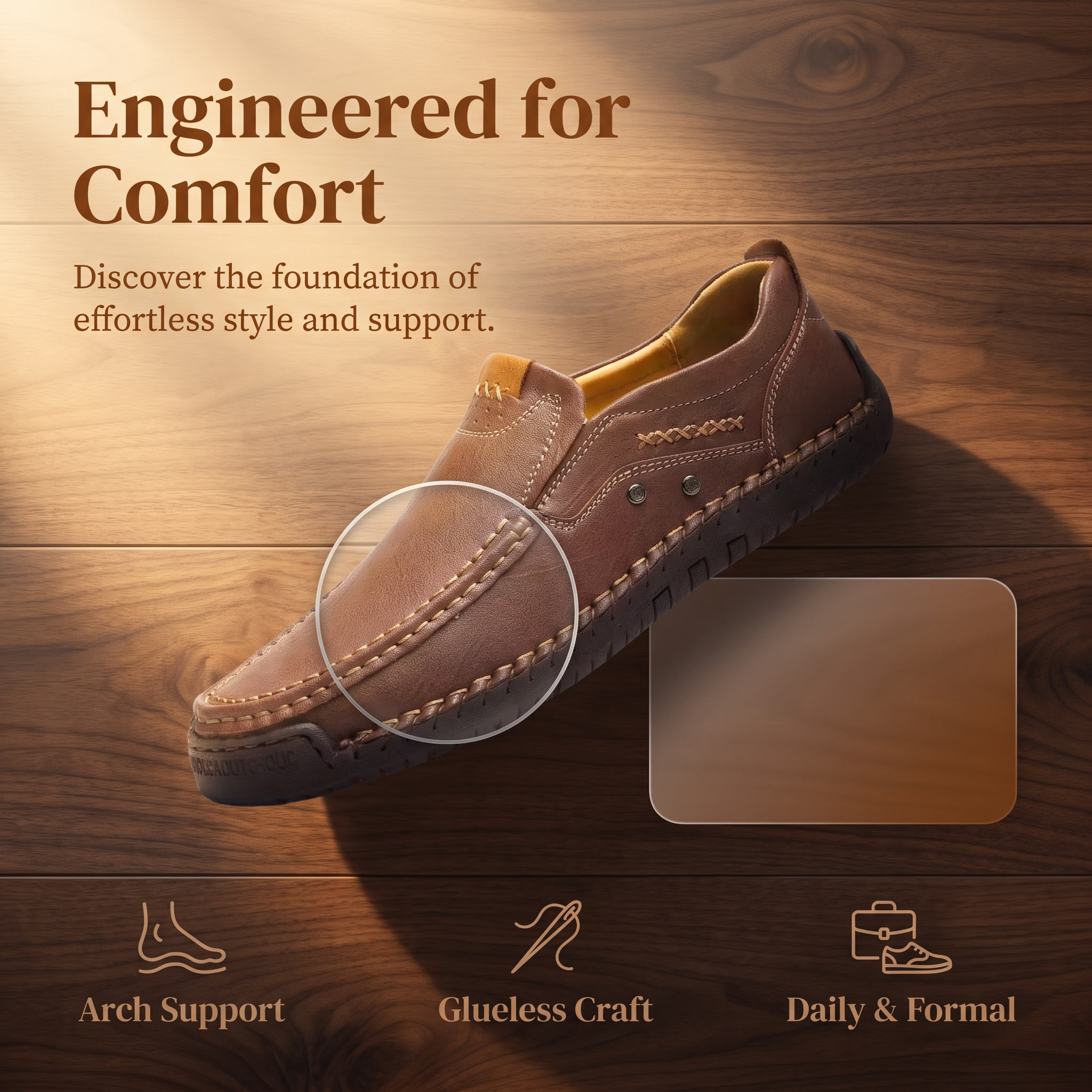 TREADVALE®Men's Hand‑Stitched Casual Slip‑on Leather Shoes