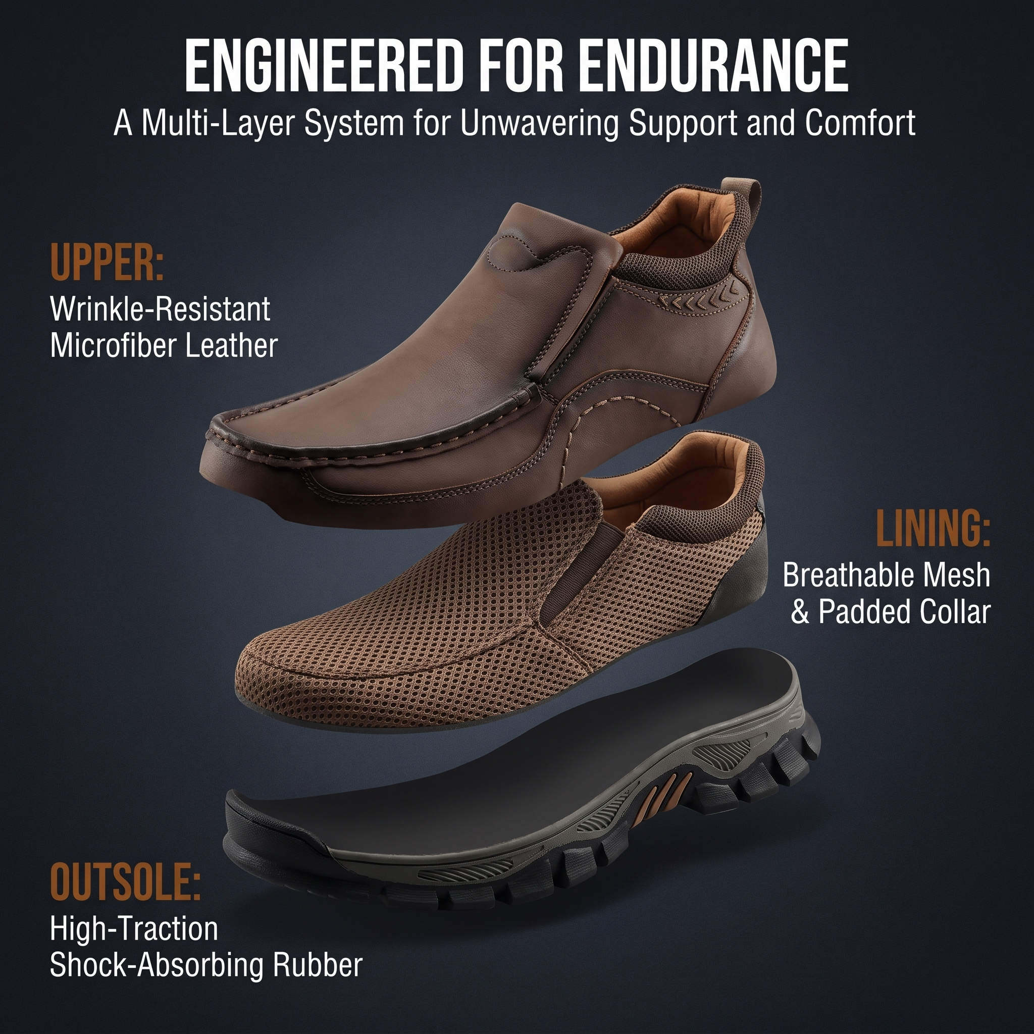 TREADVALE Men's Hand‑Stitched Rugged Traction Casual Leather Boot