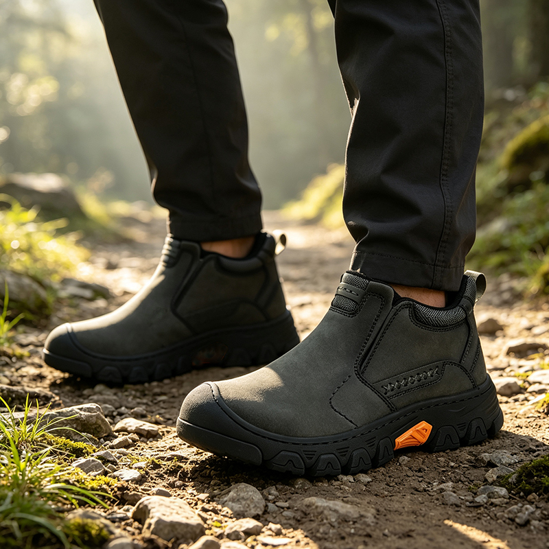 TREADVALE® Men’s Genuine Leather Slip-On Outdoor Walking Shoes