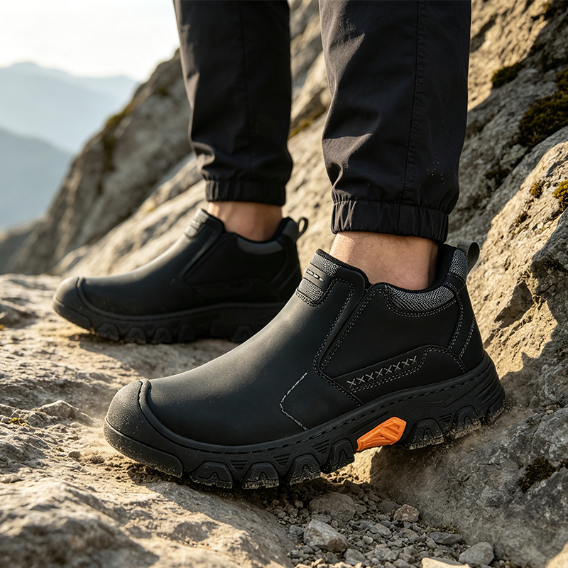 TREADVALE® Men’s Genuine Leather Slip-On Outdoor Walking Shoes