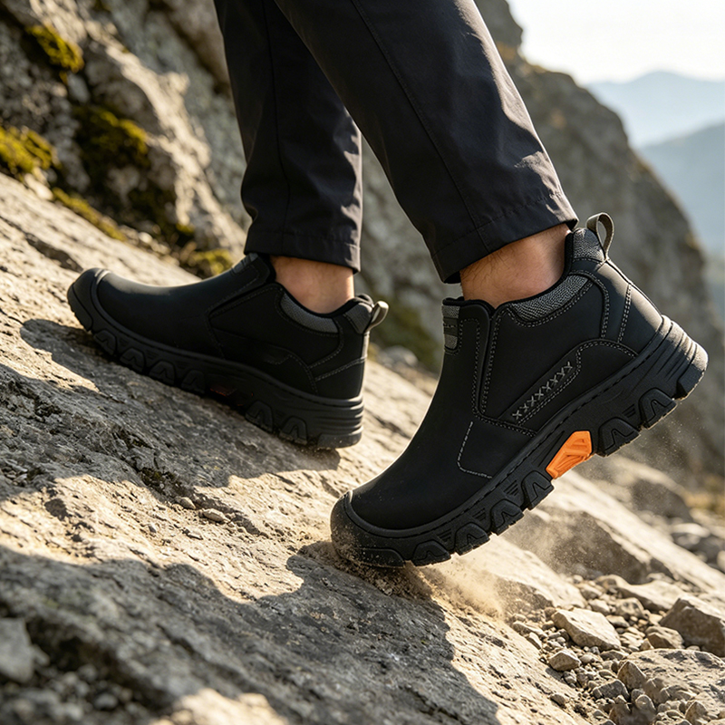 TREADVALE® Men’s Genuine Leather Slip-On Outdoor Walking Shoes