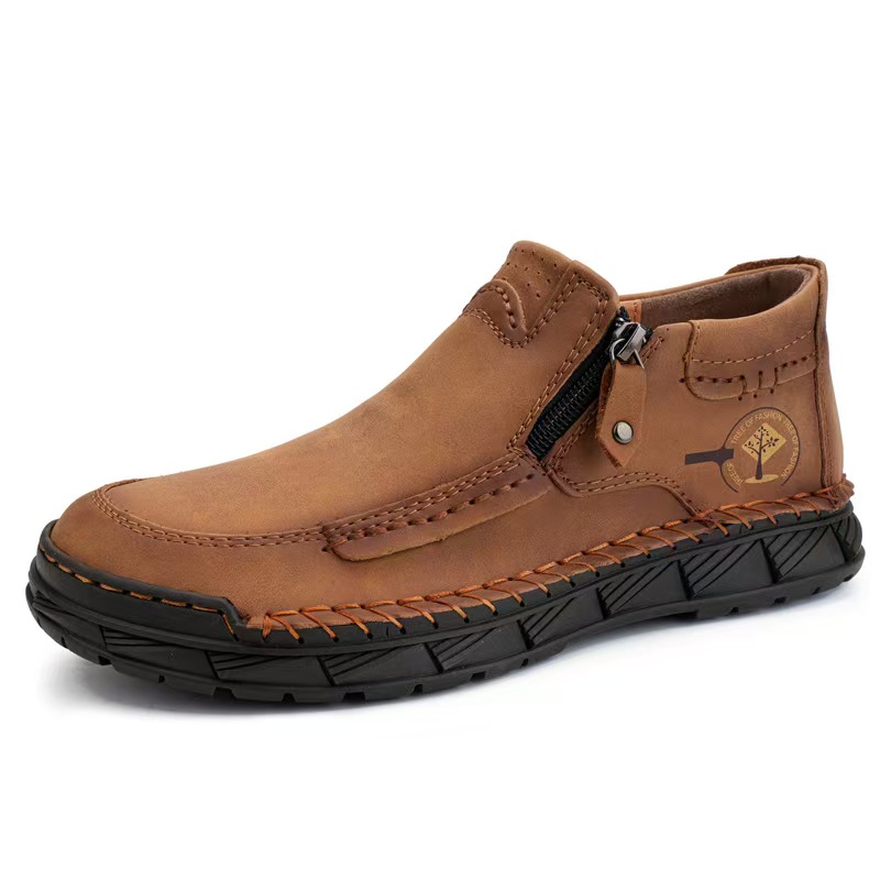 TREADVALE®Men's Side Zipper Mid Top Leather Ankle Boots